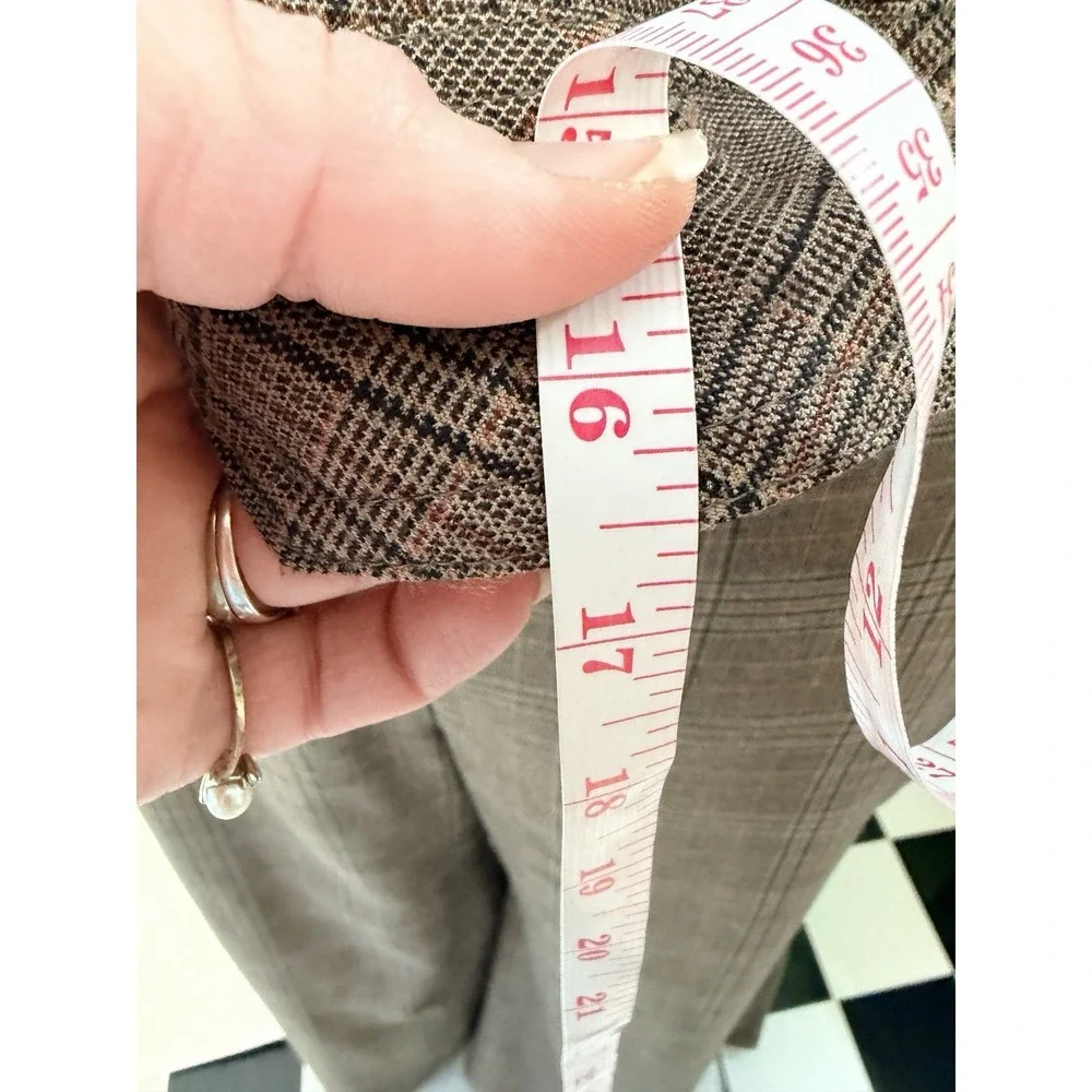 VTG Lane Bryant Y2K Wide Leg trouser suit Corset Top Brown Plaid Business Sz 22